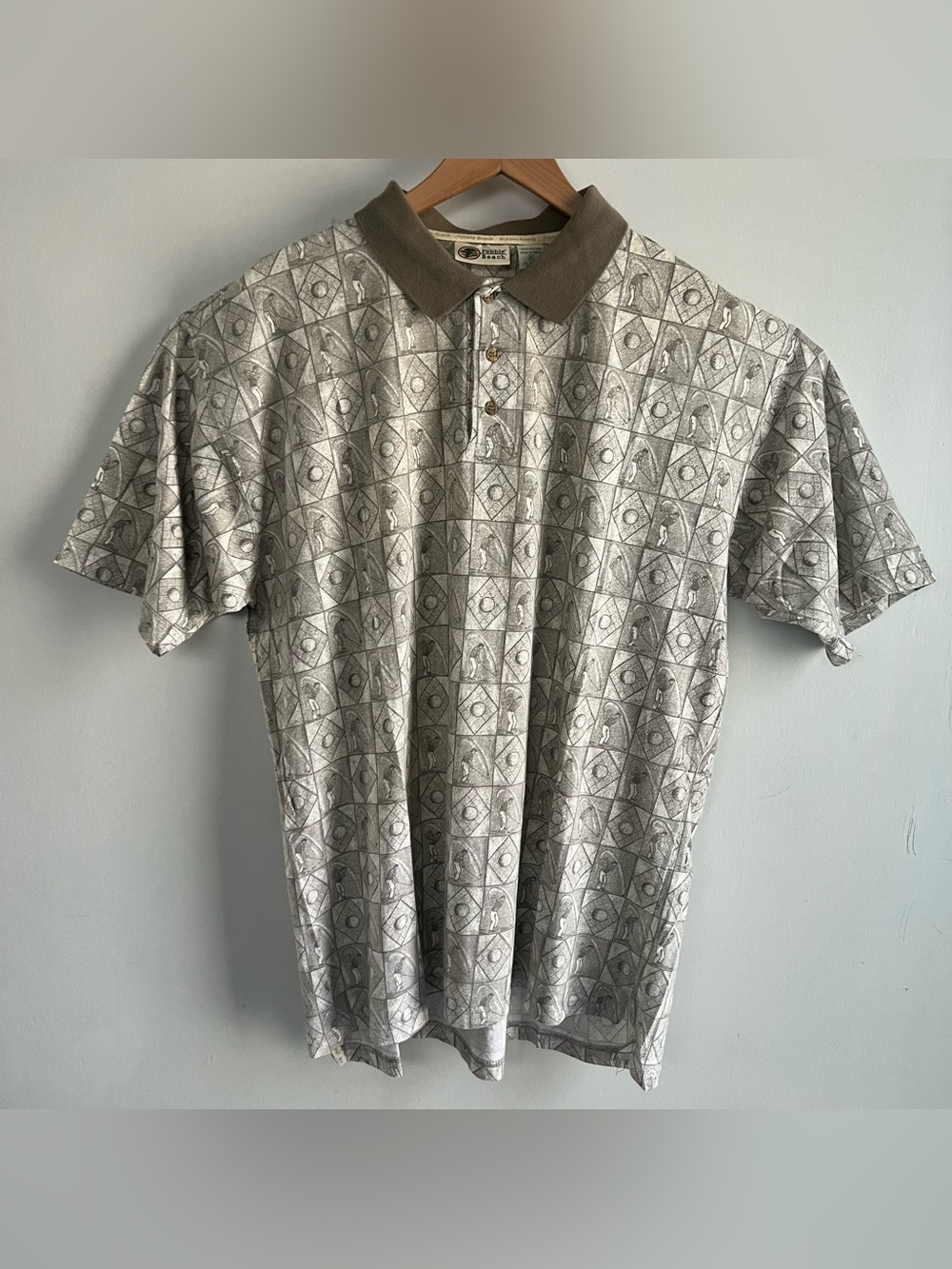 Pebble Beach Men’s XL Short Sleeve Golf Polo Shirt Golfer Print 100% Cotton